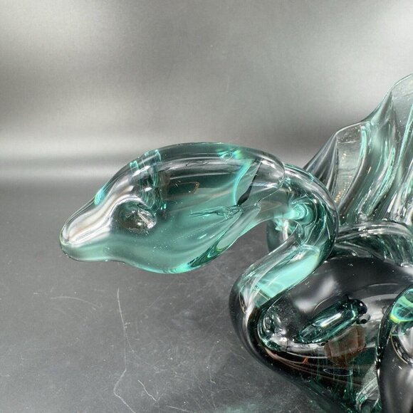 Hand Blown Emerald Green Glass Duck Bird Swan Hand Made Glass Figure Paperweight - Picture 6 of 16